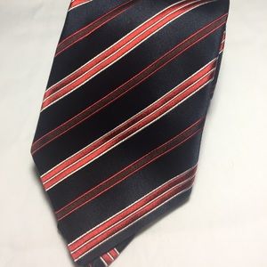 Ermenegildo Zegna navy red striped tie silk